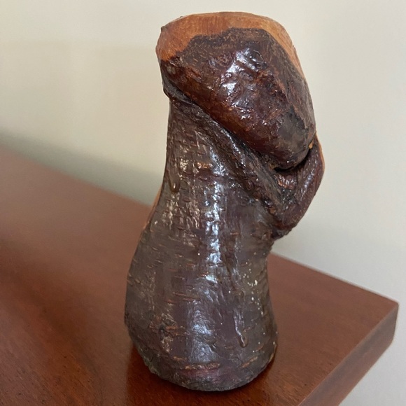 Hand Carved Wood Root OWL sculpture with glass eyes Vintage - Picture 3 of 7